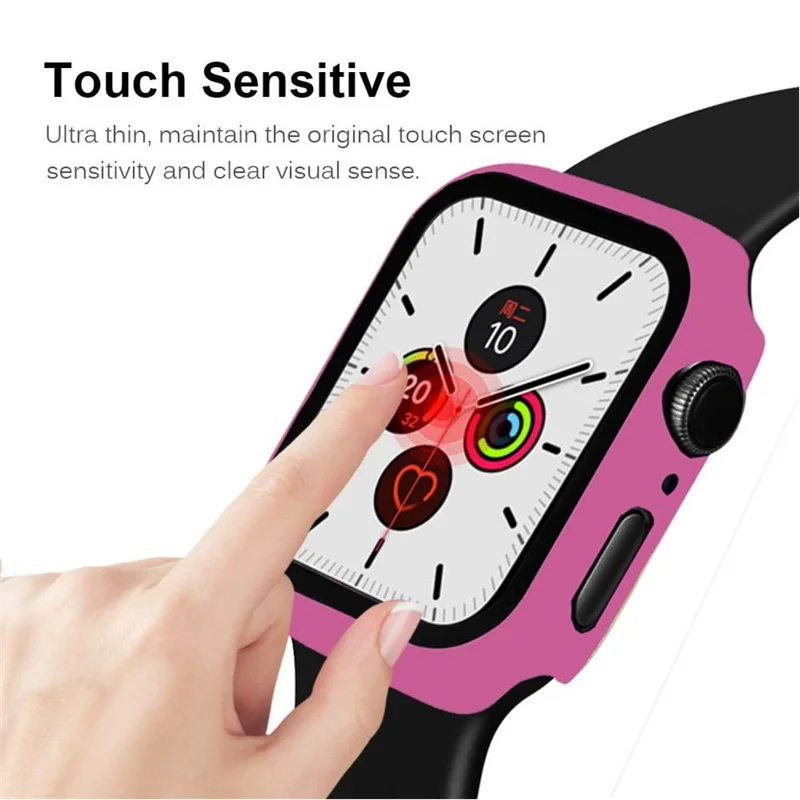 Cadre 2-en-1 PC + Case de Montre de Protection en Verre Trempé Pour Apple Watch Series 3/2/1 42 ​​mm - Rose