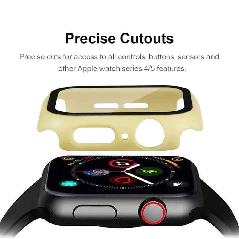 Matte Frame PC + Tempered Glass Anti-scratch Screen Protector Watch Case for Apple Watch Series 4 40mm - Yellow