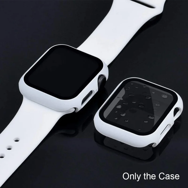 Matte Frame PC + Tempered Glass Anti-scratch Screen Protector Watch Case for Apple Watch Series 4 40mm - White