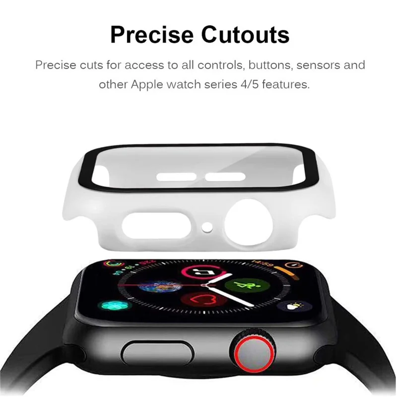 Matte Frame PC + Tempered Glass Anti-scratch Screen Protector Watch Case for Apple Watch Series 4 40mm - White