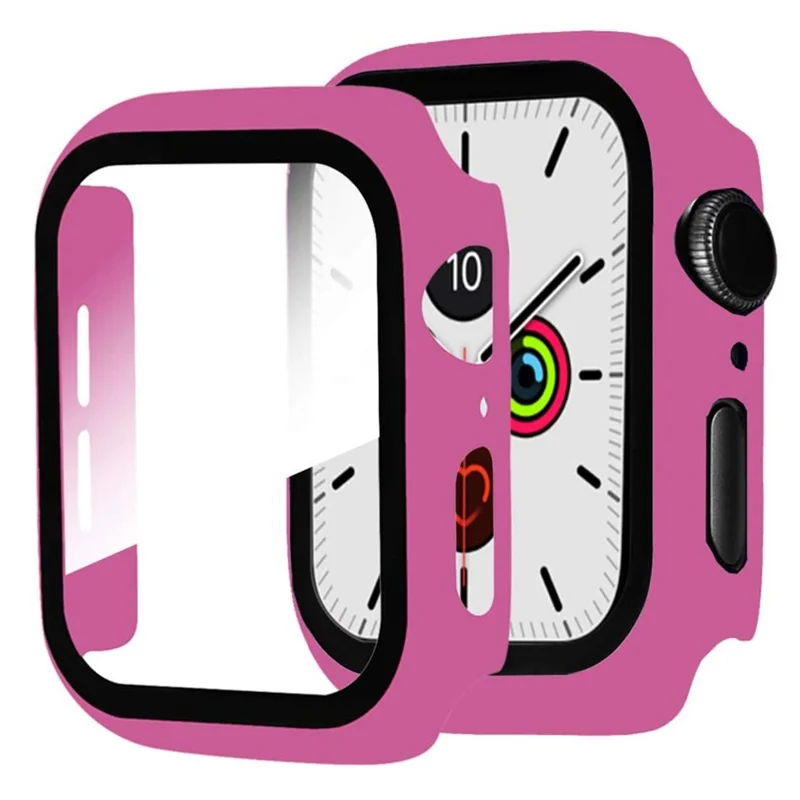 Matte Frame PC + Tempered Glass Anti-scratch Screen Protector Watch Case for Apple Watch Series 4 40mm - Rose