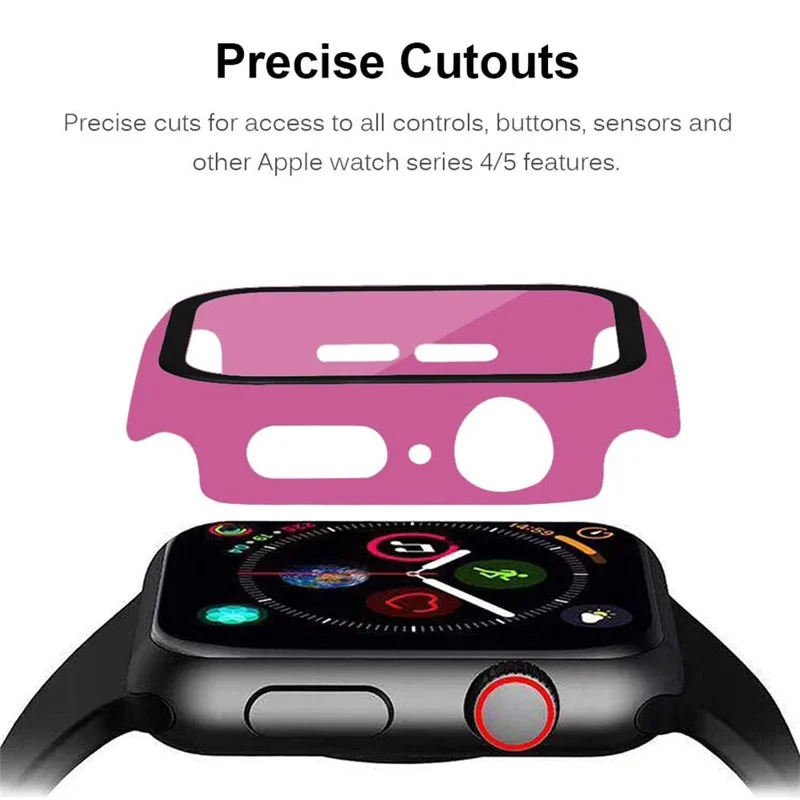 Matte Frame PC + Tempered Glass Anti-scratch Screen Protector Watch Case for Apple Watch Series 4 40mm - Rose