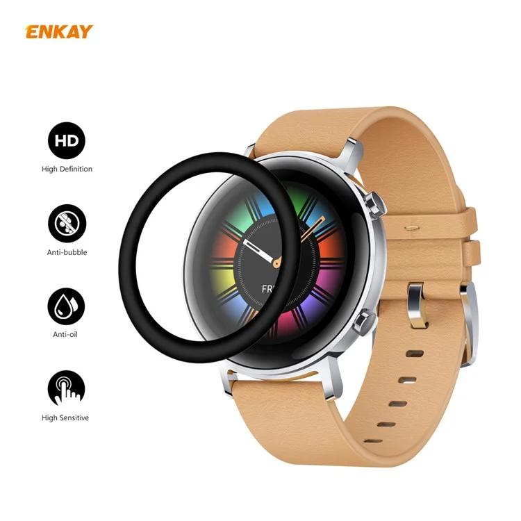 2 Stück / Set ENKAY HAT PRINCE 3D PC-Kante + PMMA Full Screen Protective Film für Huawei Watch GT 2 42 mm