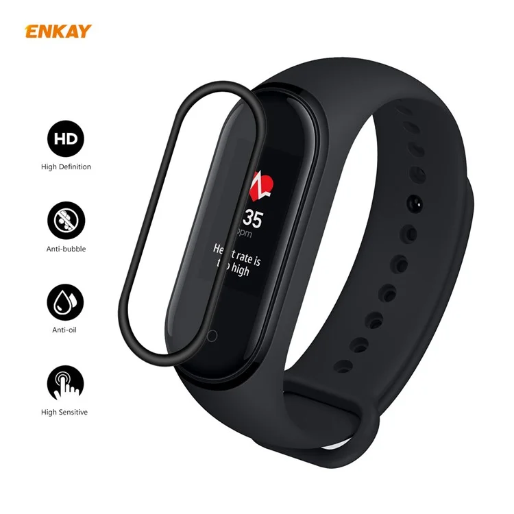 2Pcs/Set ENKAY HAT PRINCE 3D PC Edge + PMMA Full Size Screen Protection Film for Xiaomi Mi Band 4