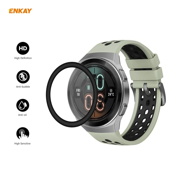 2pcs/set Enkay Hat Prince 3D PC Edge + PMMA Protector de Pantalla Completa Para Huawei Watch GT 2e 46 mm - Sin Escala