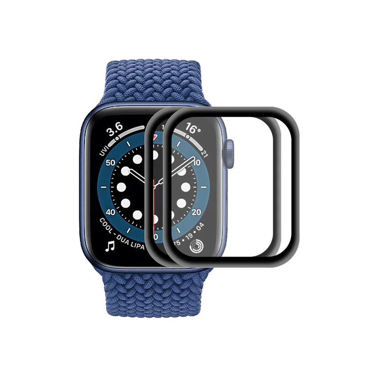 HAT PRINCE 2 Pièces / Ensemble 0,2 mm 9H Protecteur d'écran en verre trempé à revêtement intégral en alliage d'aluminium 3D pour Apple Watch SE (2023) / SE (2022) / SE / 6 / 5 / 4 44mm 
