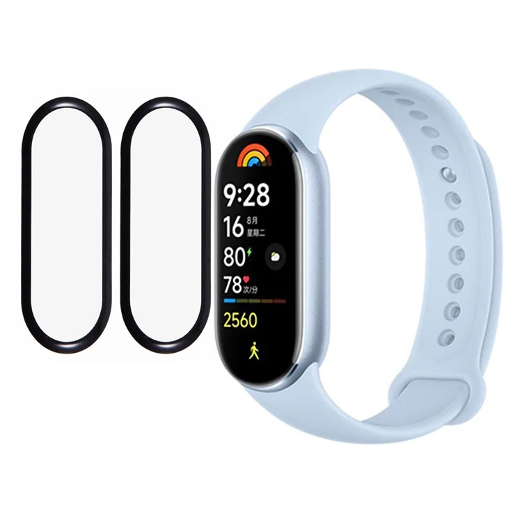 2 unidades / paquete para protector de pantalla Xiaomi Mi Band 9 Watch Anti-Scratch PMMA Film (borde negro)