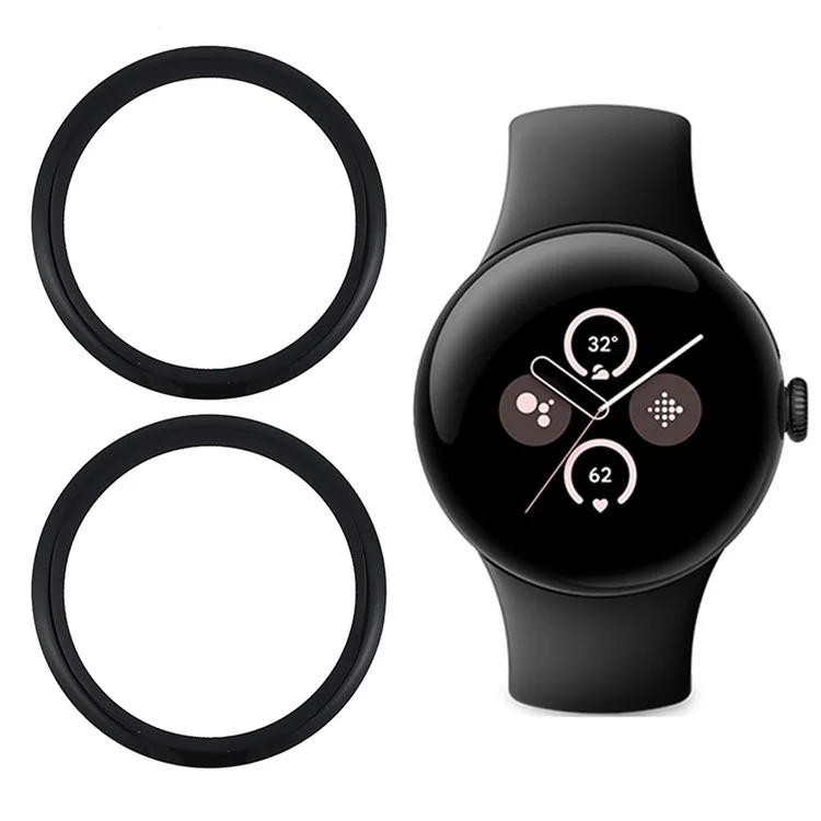 2Piezas / Paquete para Google Pixel Watch 3 XL 45mm PMMA Protector de Pantalla Anti-Arañazos (Borde Negro)