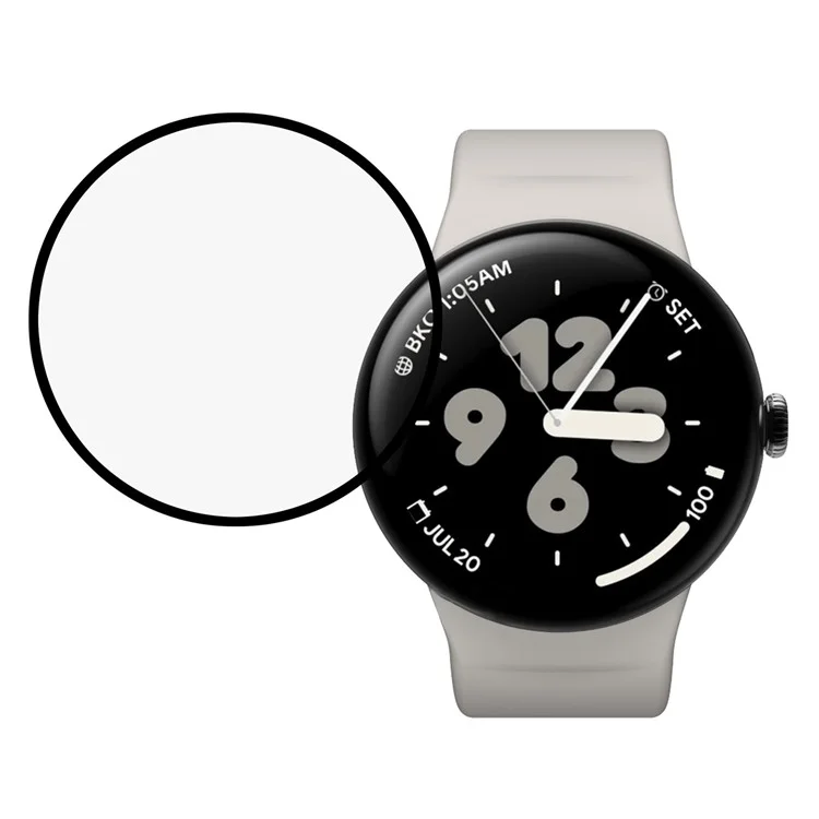 For Google Pixel Watch 3 XL 45mm Screen Protector Black Edge PMMA Watch Screen Anti-Scratch Film