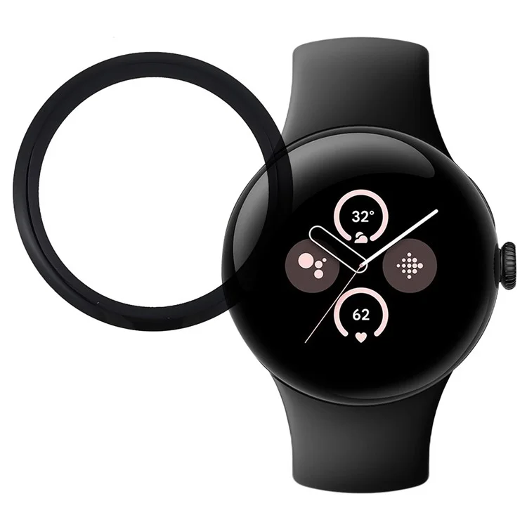 Para el protector de pantalla completo de Google Pixel Watch 3 41 mm, borde negro, suave, película PMMA para smartwatch