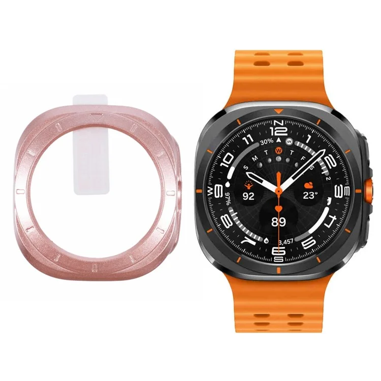 For Apple Watch Ultra 49mm Watch Case Hard PC Cover with Tempered Glass Screen Film - Rose Gold