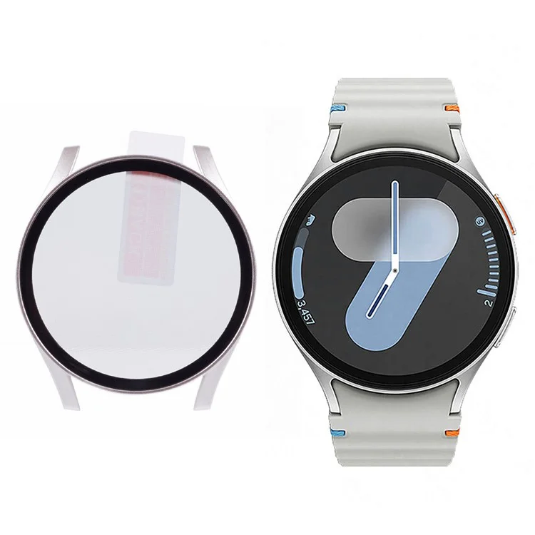 Para Samsung Galaxy Watch7 40mm Caixa do Relógio Capa Rígida de PC com Filme de Tela de Vidro Temperado - Starlight