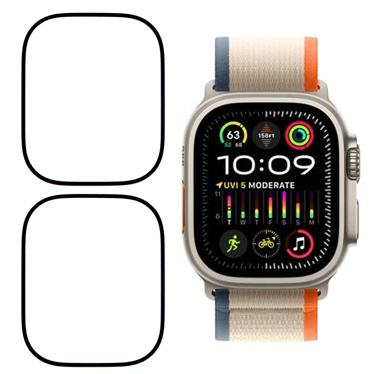 2Pcs / Pacote Para Apple Watch Ultra 2 49mm Protetor de Tela Relógio HD Clear PMMA Film (Borda Preta) - Preto