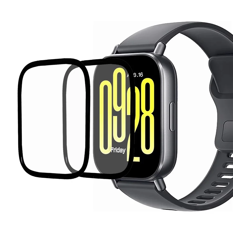 2Pcs / Pack Für Xiaomi Redmi Watch 5 Active Watch Bildschirmschutz HD Clear PMMA Film (Schwarzer Rand) - Schwarz