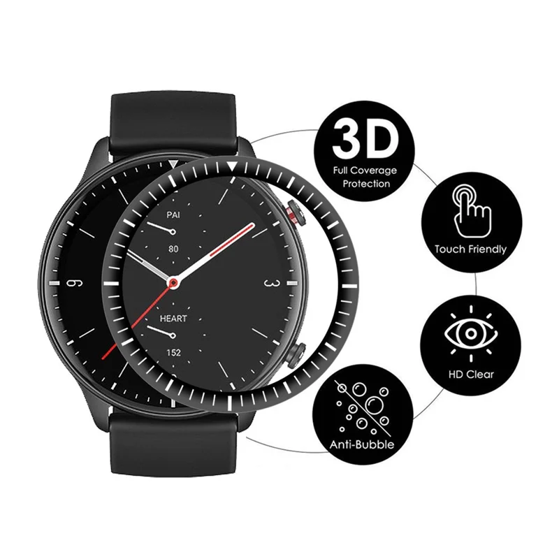 ENKAY 2Pcs/Pack 3D Curved Soft Scale PC Edge + PMMA Full Coverage HD Screen Protector for Amazfit GTR 2