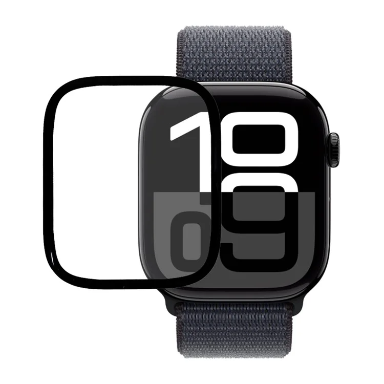 For Apple Watch Series 10 46mm Full Screen Protector Black Edge Soft PMMA Smartwatch Screen Film
