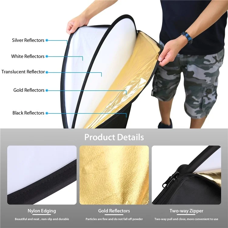 PULUZ 80cm 5 in 1 Photography Reflector Board Folding Photo Studio Reflector Disc