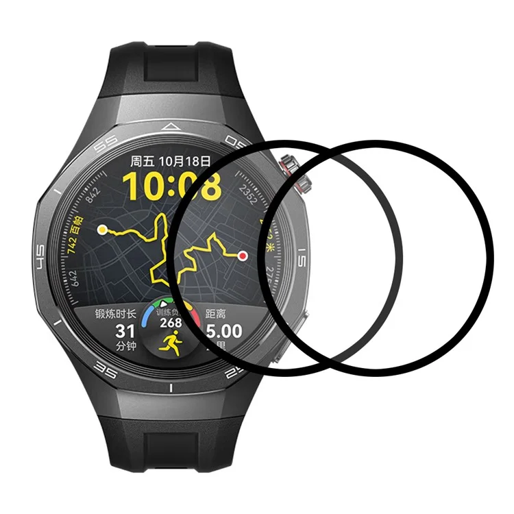 2Stück / Pack Für Huawei Watch GT 5 Pro 46mm Bildschirmschutz HD Clear PMMA-Film (schwarzer Rand) - Schwarz