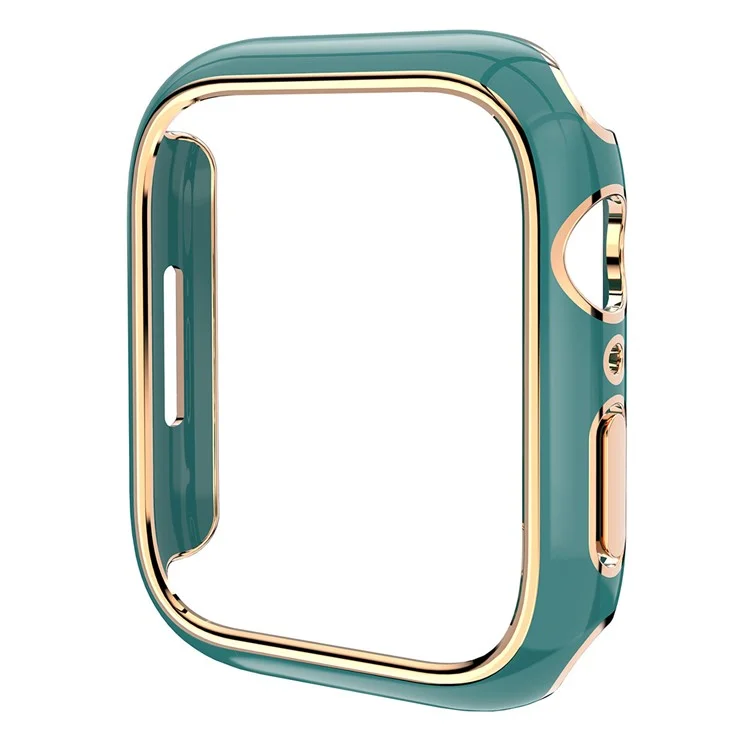 Compra al por mayor para Apple Watch Series 9 / 8 / 7 45mm Carcasa de reloj de liberación rápida Cubierta de reloj de PC con electrochapado - Verde / Oro rosa
