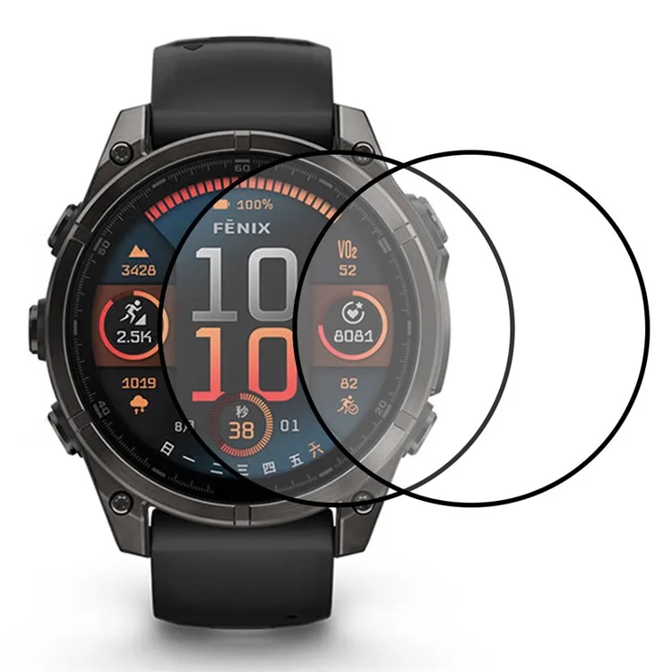 2Pcs / Pack For Garmin Fenix 8 51mm Watch Screen Protector HD Clear PMMA Film (Black Edge) - Black