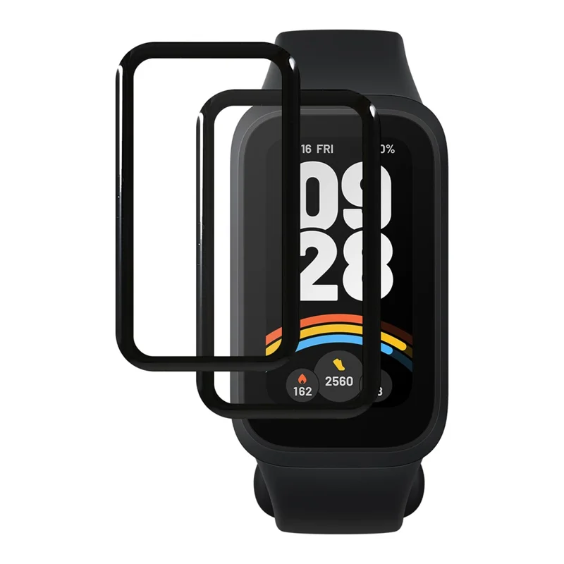 2 piezas / paquete para Xiaomi Smart Band 9 Active Watch Protector de pantalla Película PMMA clara HD (borde negro) - Negro