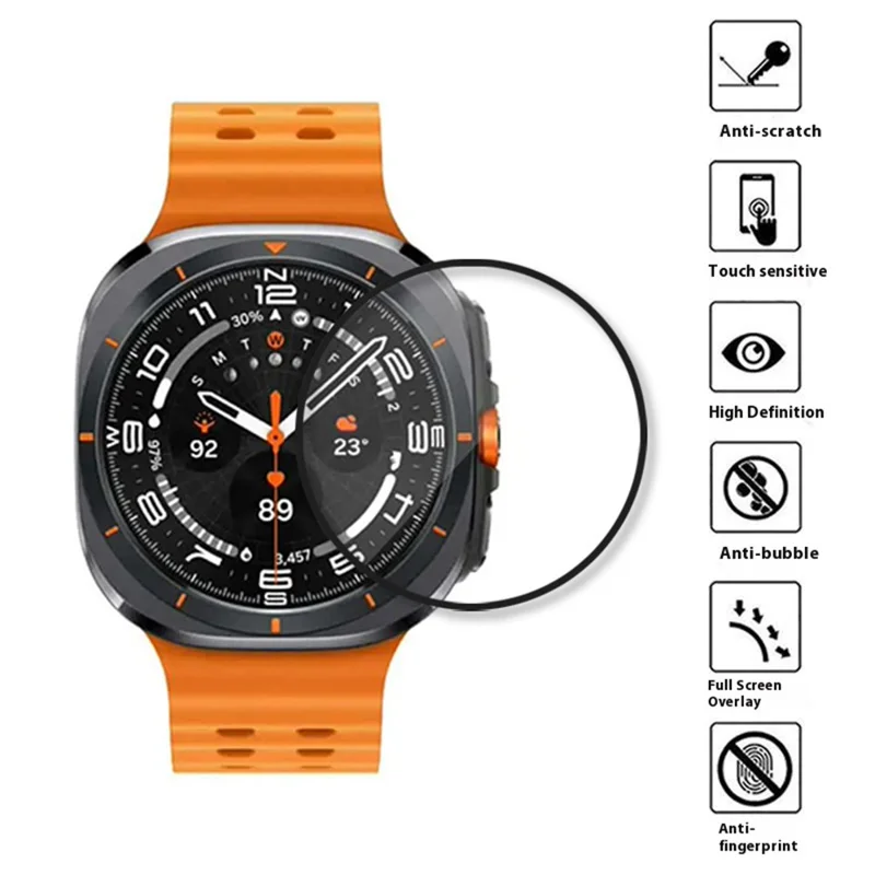 Groothandel voor Samsung Galaxy Watch Ultra 47mm Volledig Schermprotecor Zwart Rand PMMA Horloge Schermfolie
