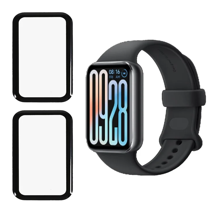 2 шт. / Упаковка для Xiaomi Smart Band 9 Pro Watch Screen Protector HD Clear PMMA Film (черный край) - черный