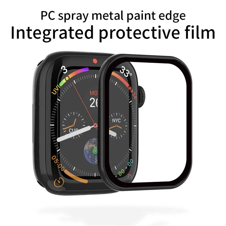 RURIHAI For Apple Watch Series 10 46mm Watch Screen Protector Tempered Glass PC Frame Screen Film - Black