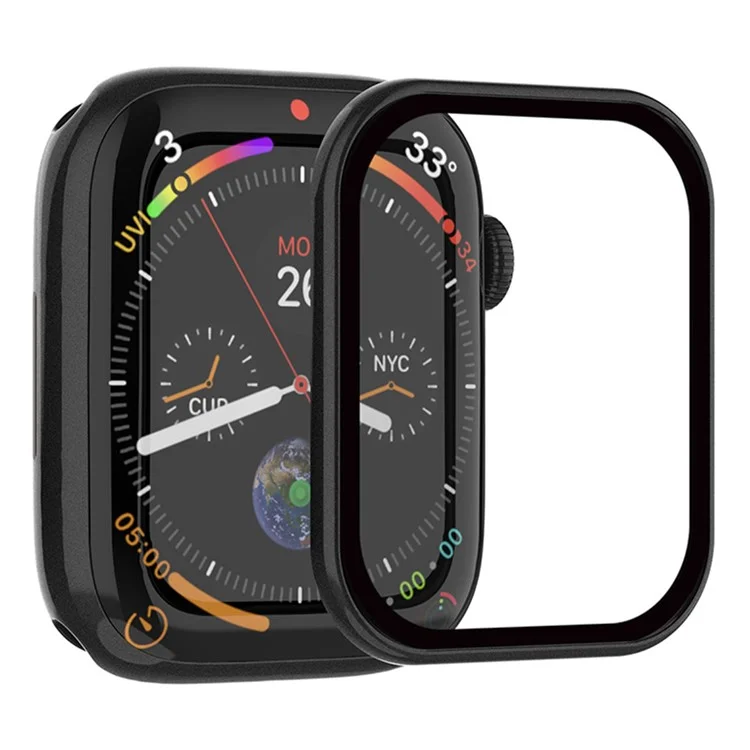 RURIHAI Per Apple Watch Series 10 42mm Protezione dello schermo in vetro temperato con cornice in PC - Nero