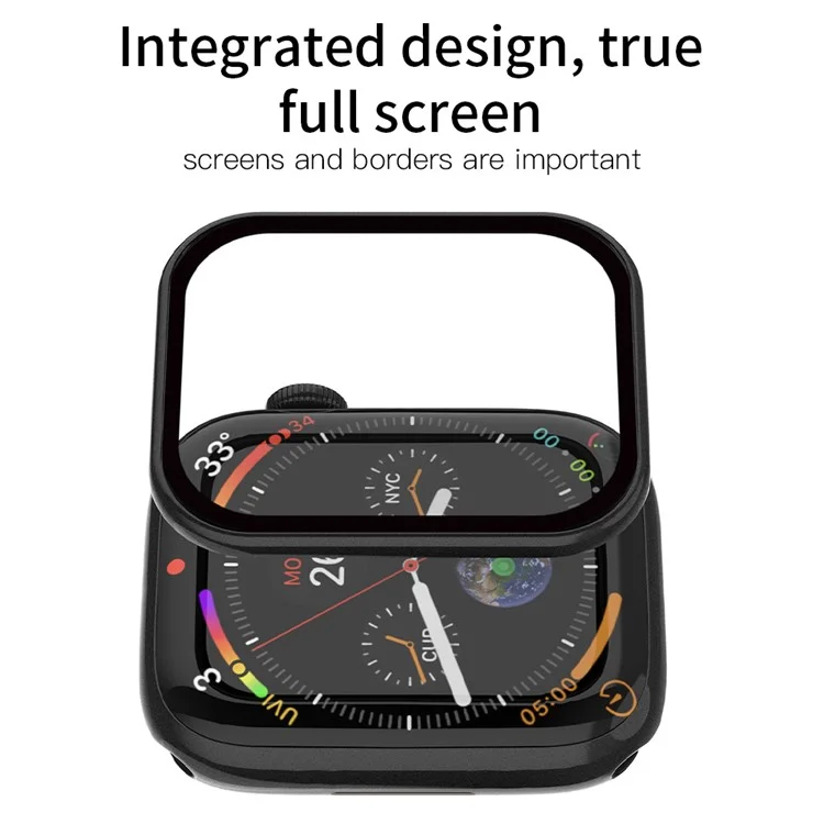 RURIHAI Per Apple Watch Series 10 42mm Protezione dello schermo in vetro temperato con cornice in PC - Nero