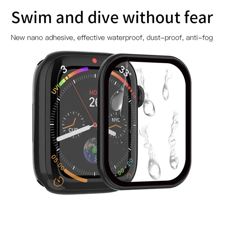 RURIHAI Per Apple Watch Series 10 42mm Protezione dello schermo in vetro temperato con cornice in PC - Nero