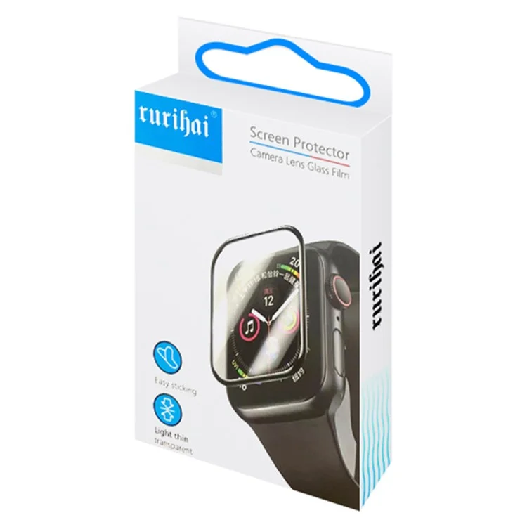 RURIHAI Per Apple Watch Series 10 42mm Protezione dello schermo in vetro temperato con cornice in PC - Nero