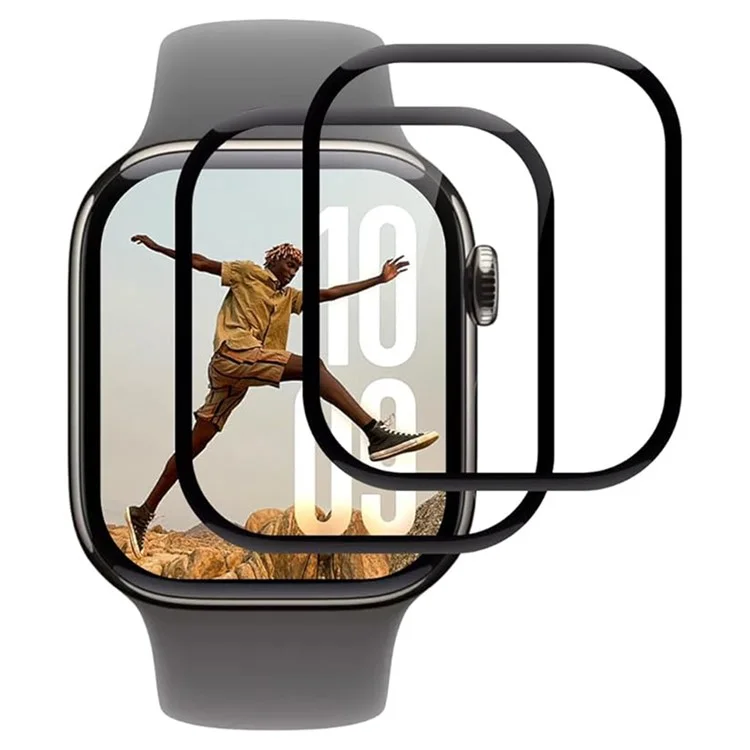 2Pcs For Apple Watch Series 10 42mm Tempered Glass Screen Protector HD Clear Full Glue Full Coverage 3D Curved Watch Screen Film