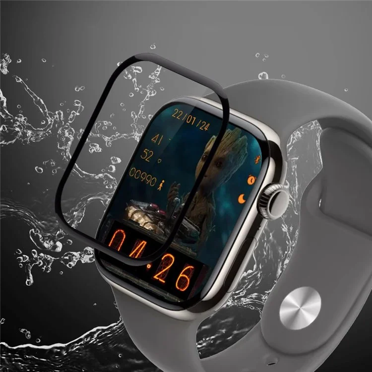 2Pcs For Apple Watch Series 10 42mm Tempered Glass Screen Protector HD Clear Full Glue Full Coverage 3D Curved Watch Screen Film