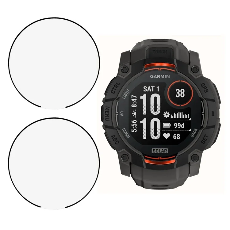 2 Unidades / Pacote Protetor de Tela HD Transparente em PMMA para Relógio Garmin Instinct 3 50mm (Borda Preta)