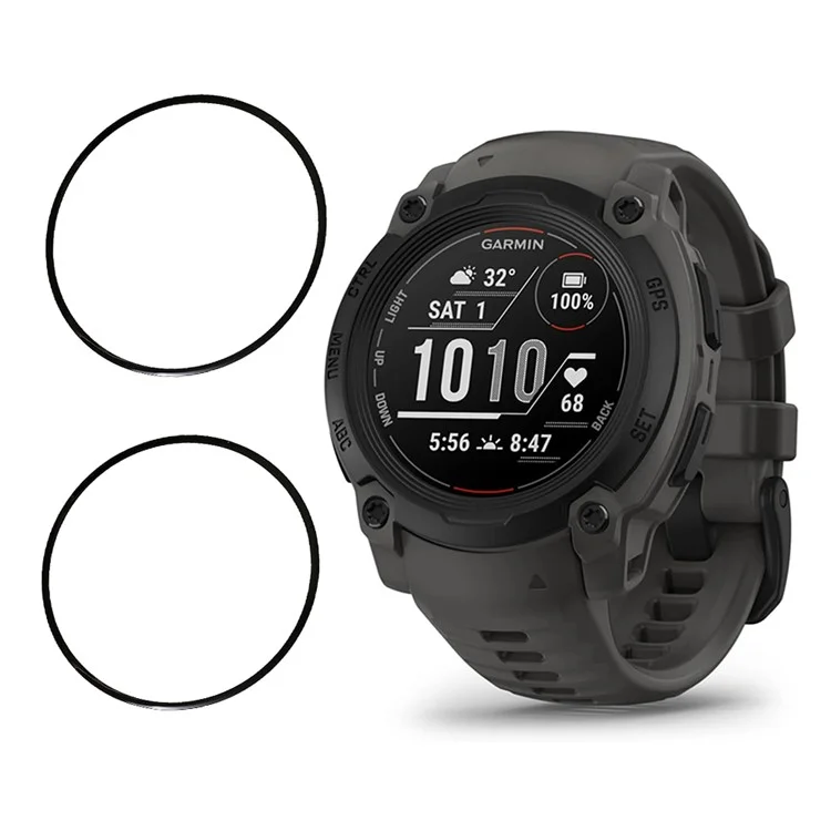 2 Pezzi / Confezione Pellicola Protettiva HD Trasparente PMMA per Schermo Smartwatch Garmin Instinct E 45mm (Bordo Nero)
