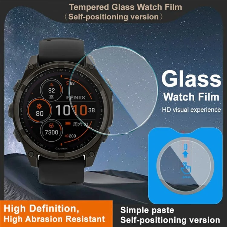 IMAK Pour Garmin Fenix 8 Solar 47mm Protection d'écran en verre trempé avec outil d'installation