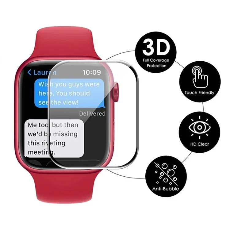 WANLONFENG Screen Protector For Apple Watch Series 9  /  8  /  7 45mm 3D Curved Edge PMMA Soft Film