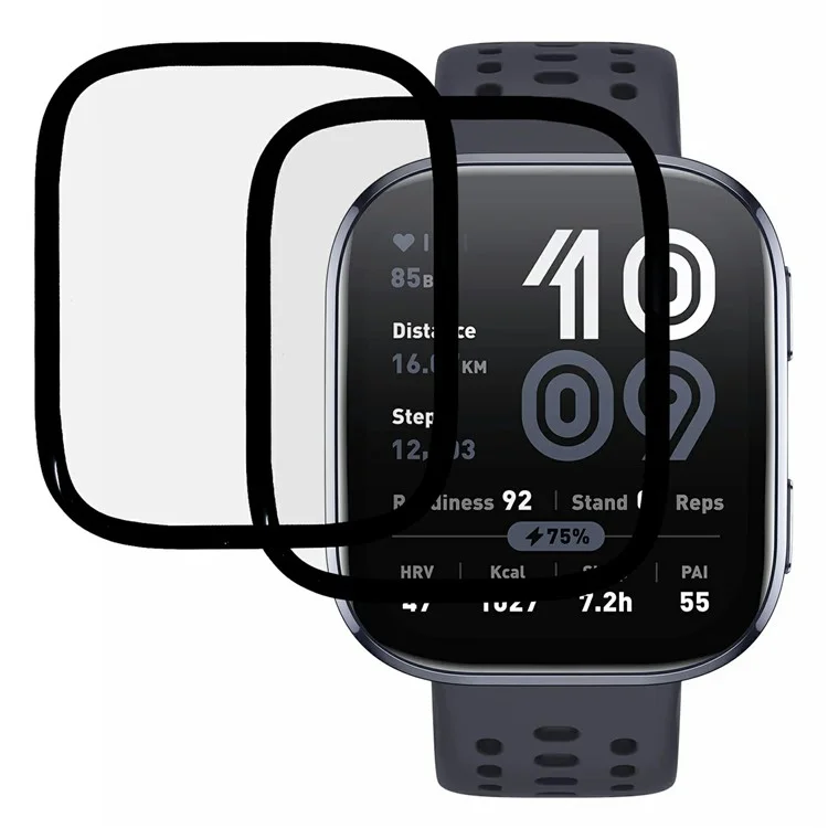 2 Pièces / Pack Protection d'écran pour Montre Connectée Huami Amazfit Bip 6 Film HD Transparent PMMA (Bordure Noire)
