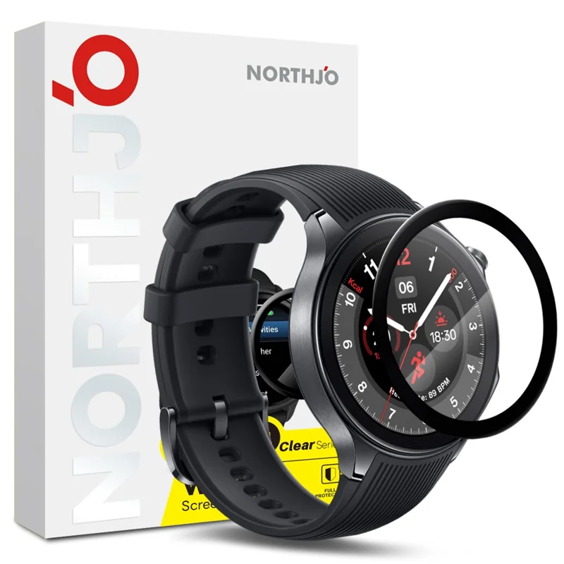NORTHJO Pour OnePlus Watch 2 / Oppo Watch X Protection d'écran en PMMA Anti-rayures Bord Noir Film de Montre Haute Définition Résistant aux Abrasions