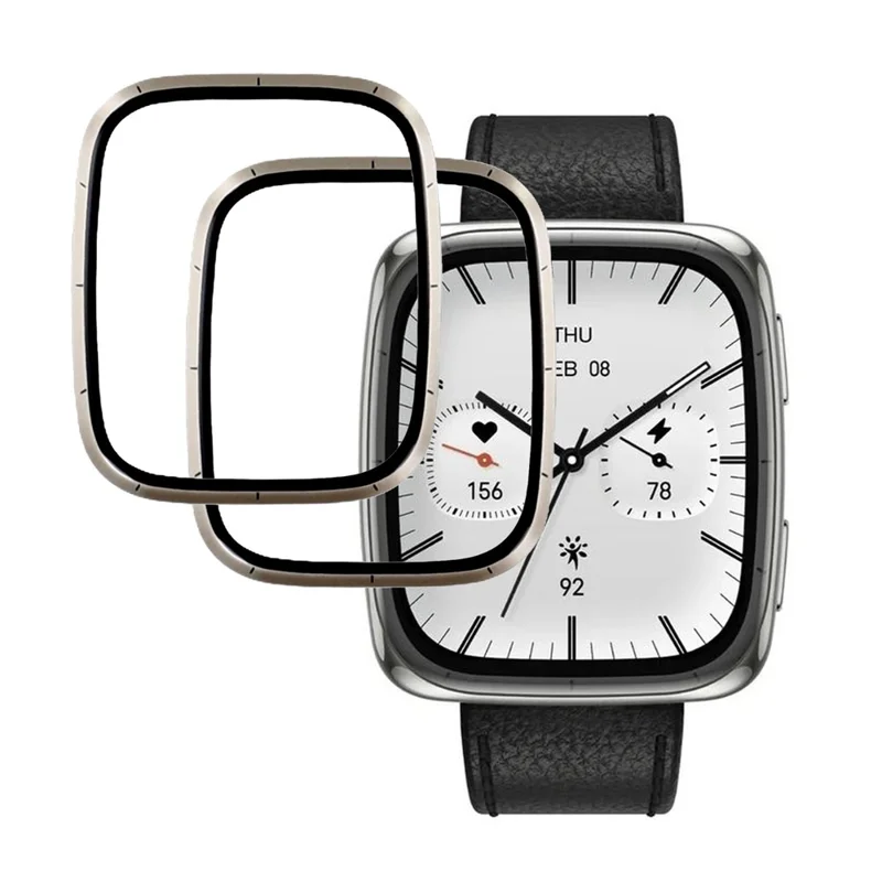 2Pcs / Pack For Huami Amazfit Active 2 Square Screen Protector Smart Watch HD Clear PMMA Film (Black Edge)