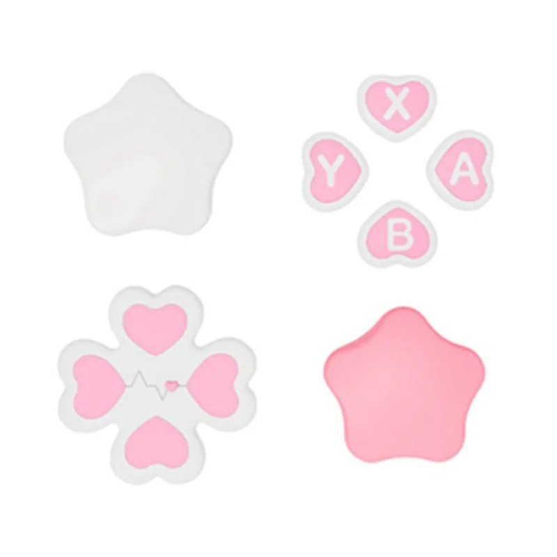 For Nintendo Switch 2 Silicone Joystick Caps Cute Button Sticker Set Game Controller Accessories - Pink+White