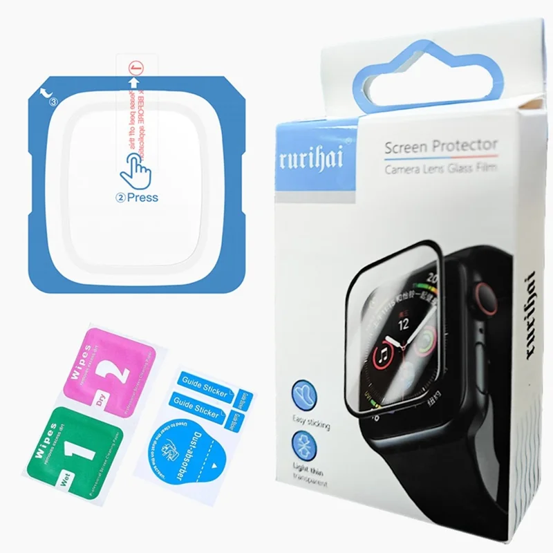 RURIHAI For Huami Amazfit Active 2 Square Screen Protector High Aluminium-silicon Glass Watch Film with Alignment Tool