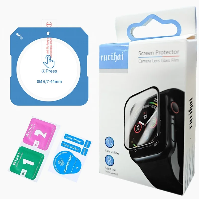 RURIHAI Para Samsung Galaxy Watch8 44mm Protector de Pantalla de Vidrio de Aluminio-silicio de Alta con Herramienta de Alineación