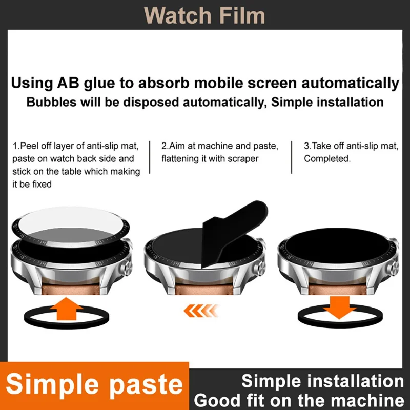 IMAK For Huawei Watch GT 6 46mm Watch Film HD Anti-scratch PMMA Screen Protector with Scale (Black)