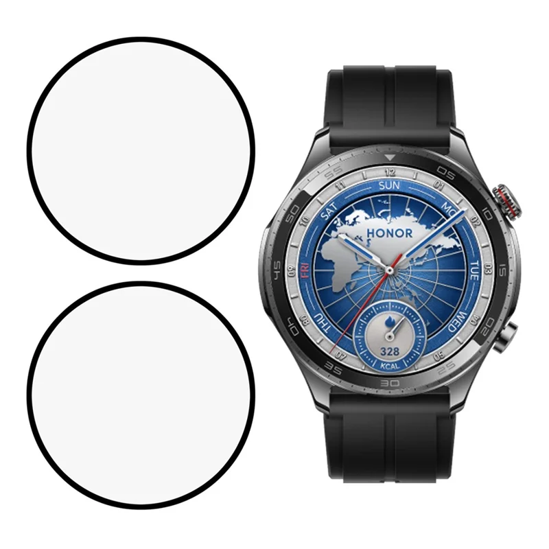 2 Stück / Packung For Honor Watch 5 Pro Bildschirmschutz Smartwatch HD Klarer PMMA-Film (schwarzer Rand)