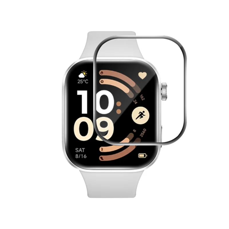 RURIHAI na Xiaomi Redmi Watch 6 Active, folia chroniąca z tworzywa PMMA z pełnym przyklejeniem 3D - Czarny
