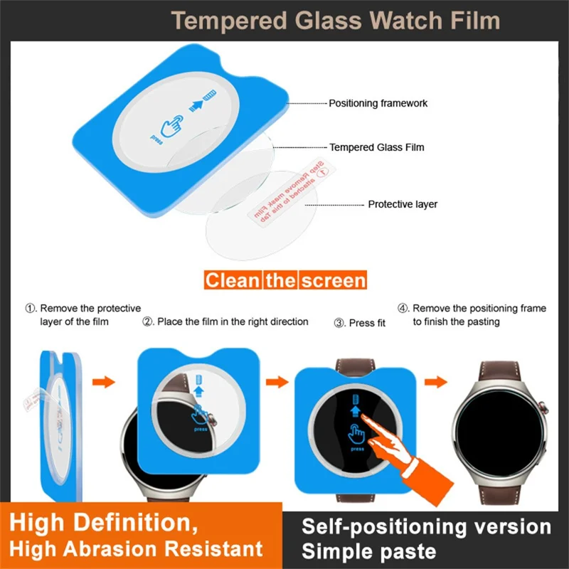 IMAK Für OnePlus Watch 4 43 mm Gehärteter Glas-Schutzfolie mit Montagewerkzeug – Transparent