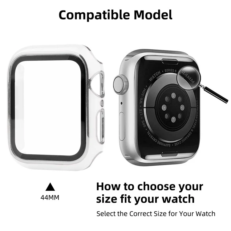 Electroplating PC Watch Case Shell Cover with Tempered Glass Screen Protector for Apple Watch Series 1/2/3 38mm - White/Silver