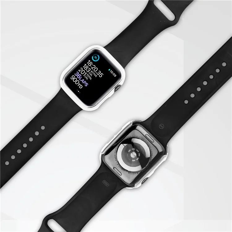 Electroplating PC Watch Case Shell Cover with Tempered Glass Screen Protector for Apple Watch Series 1/2/3 38mm - White/Silver
